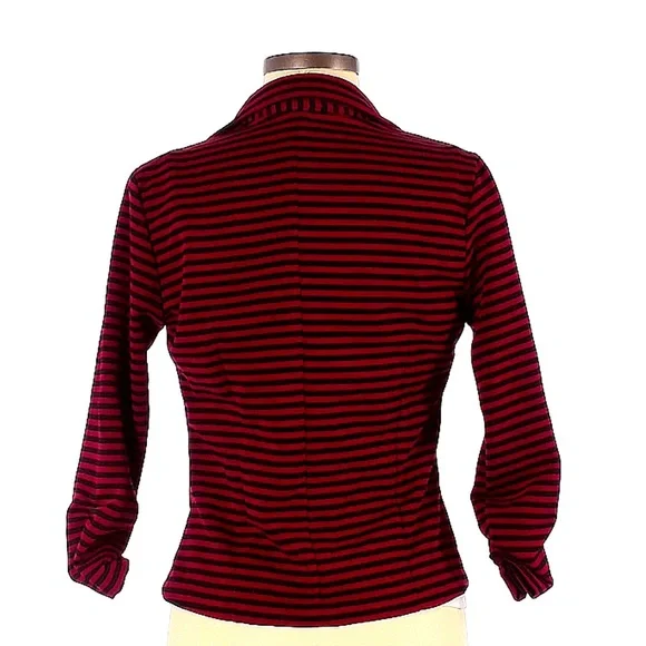 Red and navy striped blazer with ruched sleeves from Have, size medium - Picture 2 of 8